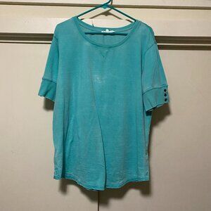 Jane & Delancey short sleeve aqua tunic, size XL